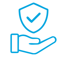 blue and white reliable icon